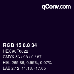 Farbcode: RGB 15 0.8 34 | qconv.com