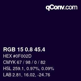 カラーコード: RGB 15 0.8 45.4 | qconv.com