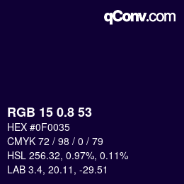 カラーコード: RGB 15 0.8 53 | qconv.com