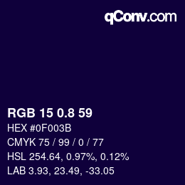 カラーコード: RGB 15 0.8 59 | qconv.com