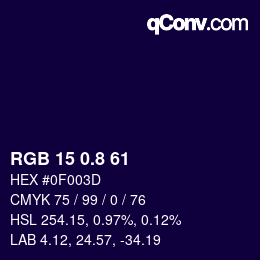 カラーコード: RGB 15 0.8 61 | qconv.com