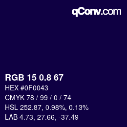 Color code: RGB 15 0.8 67 | qconv.com