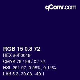 Color code: RGB 15 0.8 72 | qconv.com