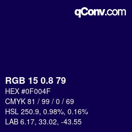 Color code: RGB 15 0.8 79 | qconv.com
