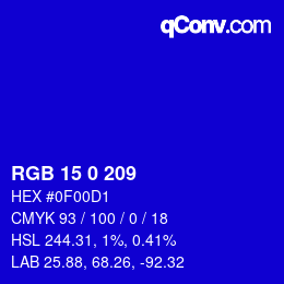 Color code: RGB 15 0 209 | qconv.com