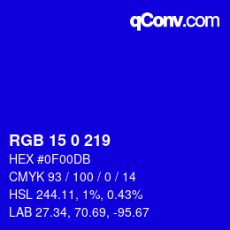 Color code: RGB 15 0 219 | qconv.com