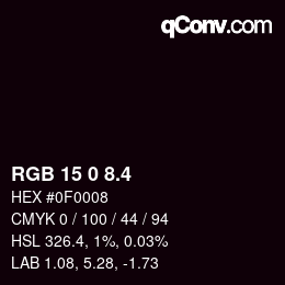 カラーコード: RGB 15 0 8.4 | qconv.com