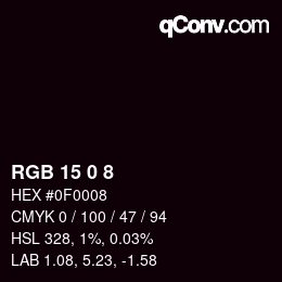 カラーコード: RGB 15 0 8 | qconv.com