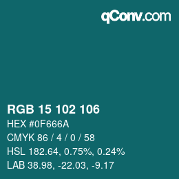 Color code: RGB 15 102 106 | qconv.com