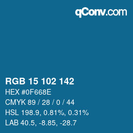 Color code: RGB 15 102 142 | qconv.com