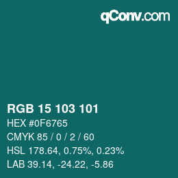 Color code: RGB 15 103 101 | qconv.com