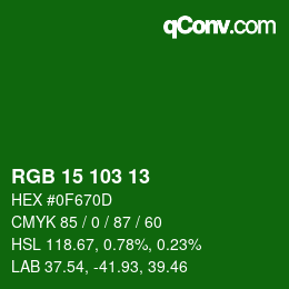 Color code: RGB 15 103 13 | qconv.com