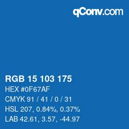 Color code: RGB 15 103 175 | qconv.com