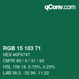 カラーコード: RGB 15 103 71 | qconv.com