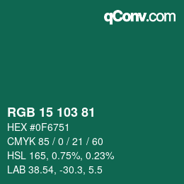 Color code: RGB 15 103 81 | qconv.com