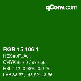 Color code: RGB 15 106 1 | qconv.com
