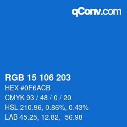 Color code: RGB 15 106 203 | qconv.com