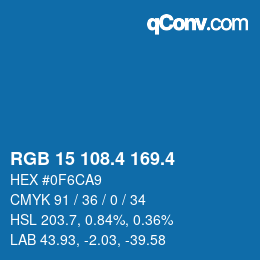 カラーコード: RGB 15 108.4 169.4 | qconv.com