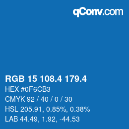 カラーコード: RGB 15 108.4 179.4 | qconv.com