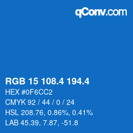カラーコード: RGB 15 108.4 194.4 | qconv.com