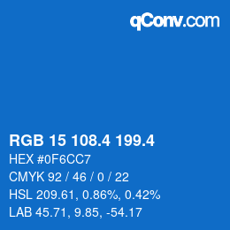 カラーコード: RGB 15 108.4 199.4 | qconv.com