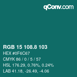 Color code: RGB 15 108.8 103 | qconv.com