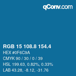 カラーコード: RGB 15 108.8 154.4 | qconv.com