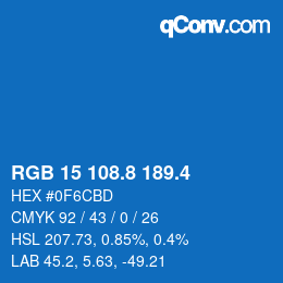 カラーコード: RGB 15 108.8 189.4 | qconv.com