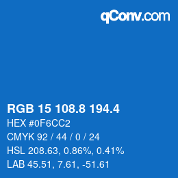 カラーコード: RGB 15 108.8 194.4 | qconv.com