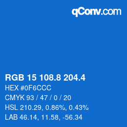 カラーコード: RGB 15 108.8 204.4 | qconv.com