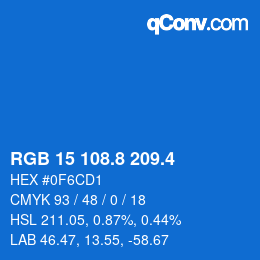 カラーコード: RGB 15 108.8 209.4 | qconv.com