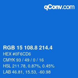 カラーコード: RGB 15 108.8 214.4 | qconv.com