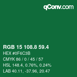 カラーコード: RGB 15 108.8 59.4 | qconv.com