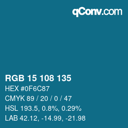 Color code: RGB 15 108 135 | qconv.com