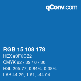 Color code: RGB 15 108 178 | qconv.com