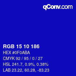 Color code: RGB 15 10 186 | qconv.com