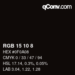 カラーコード: RGB 15 10 8 | qconv.com