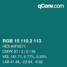 カラーコード: RGB 15 110.2 113 | qconv.com