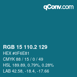 カラーコード: RGB 15 110.2 129 | qconv.com