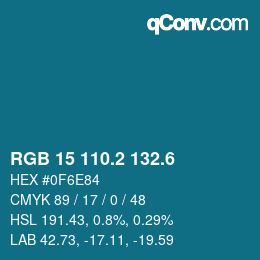 カラーコード: RGB 15 110.2 132.6 | qconv.com