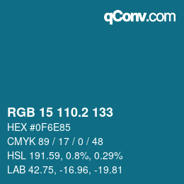 カラーコード: RGB 15 110.2 133 | qconv.com