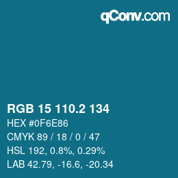 カラーコード: RGB 15 110.2 134 | qconv.com