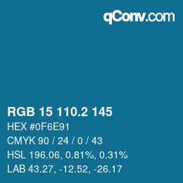 カラーコード: RGB 15 110.2 145 | qconv.com