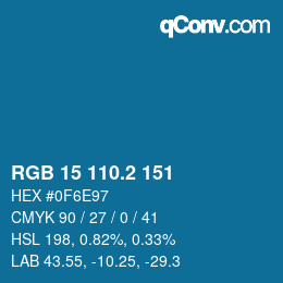 カラーコード: RGB 15 110.2 151 | qconv.com