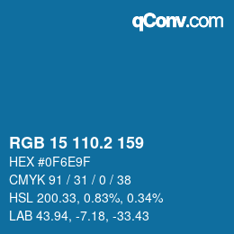 カラーコード: RGB 15 110.2 159 | qconv.com