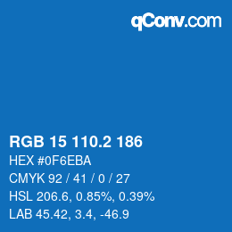 カラーコード: RGB 15 110.2 186 | qconv.com