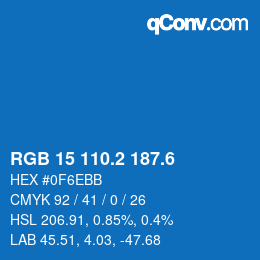 カラーコード: RGB 15 110.2 187.6 | qconv.com