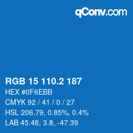 カラーコード: RGB 15 110.2 187 | qconv.com