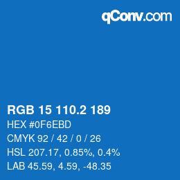 カラーコード: RGB 15 110.2 189 | qconv.com