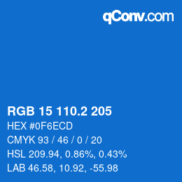 カラーコード: RGB 15 110.2 205 | qconv.com